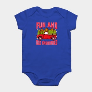 Fun Old fashioned Christmas Retro Vintage Truck Funny Baby Bodysuit